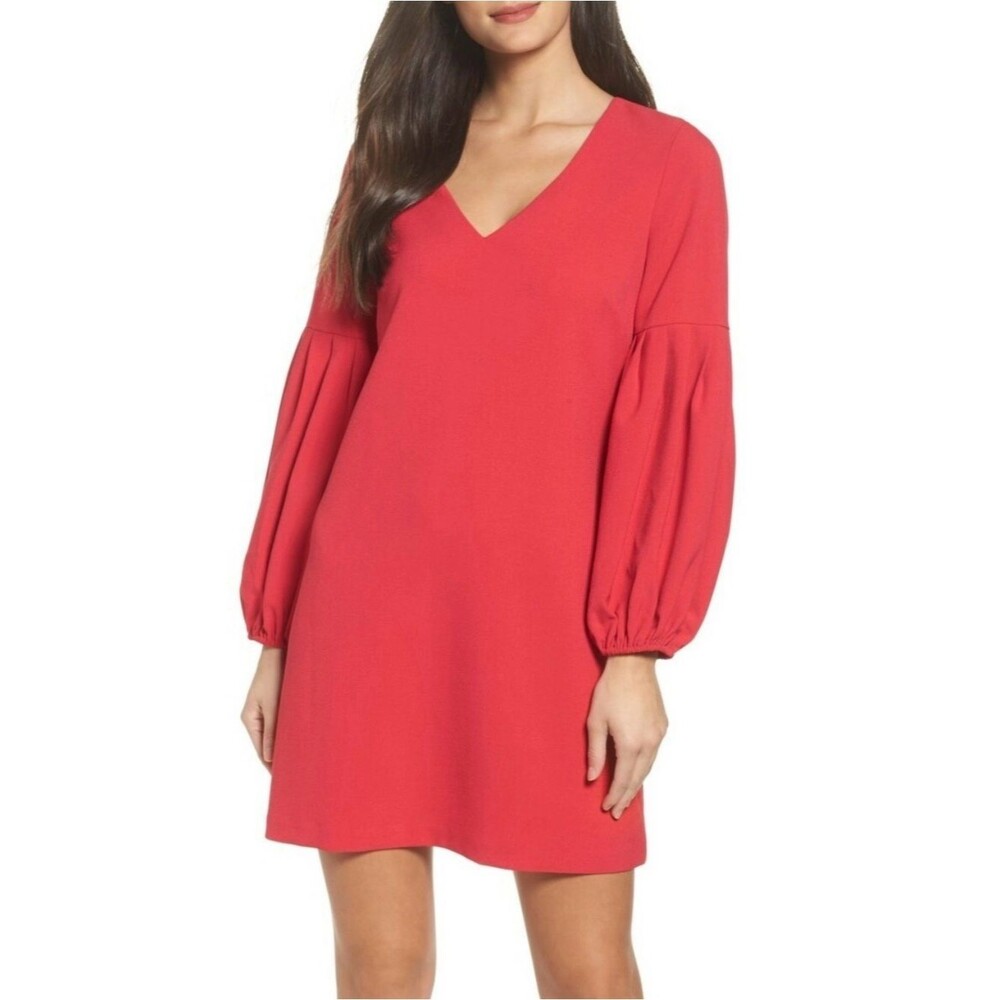 Nordstrom Hot Pink V-Neck Puff Sleeve Tunic